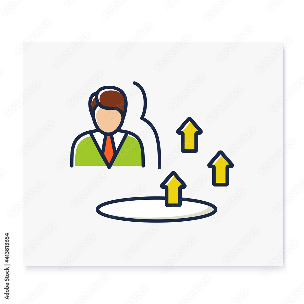Growth zone color icon. Route to success. Self improvement and self realization. Business and career development. Career growth. Isolated vector illustration