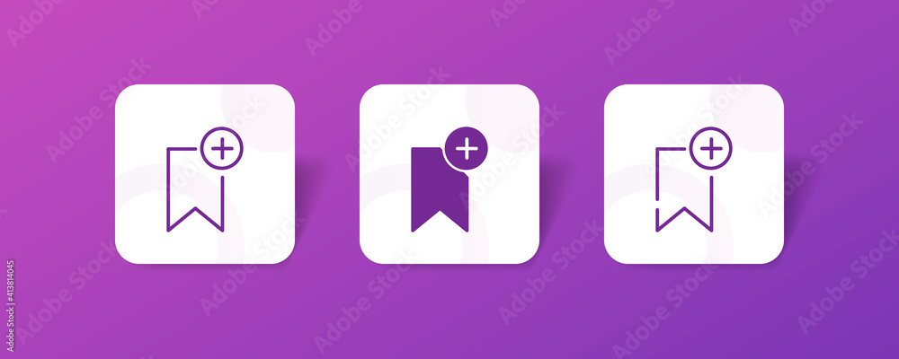 Bookmark with add plus mark icon button set in line, glyph and unconnected style in gradient 3D color Bookmark with add plus mark icon button set in line, glyph and unconnected style in gradient 3D color