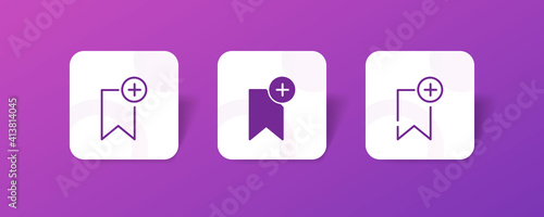 Bookmark with add plus mark icon button set in line  glyph and unconnected style in gradient 3D color