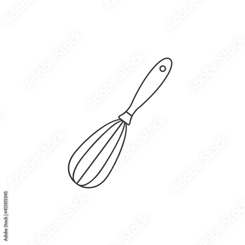 Balloon whisk for mixing and whisking flat vector line icon for cooking apps and websites