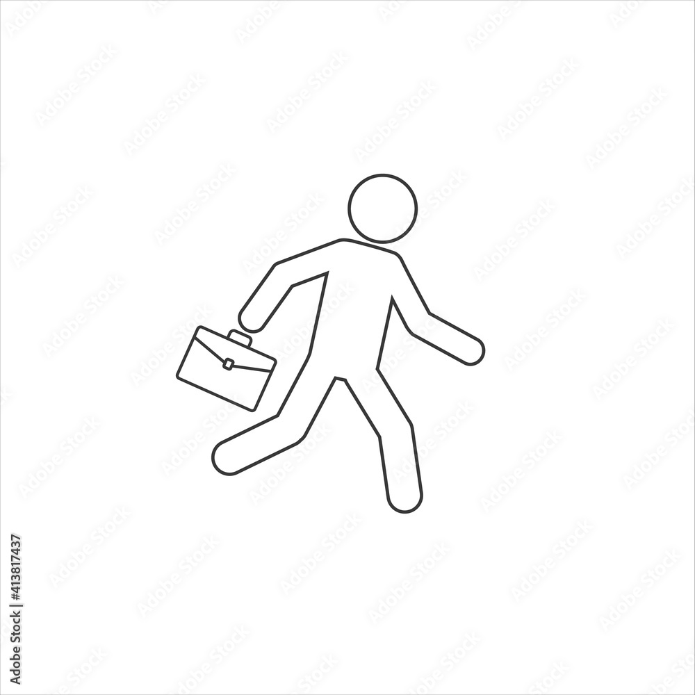 Business line icon vector illustration of a businessman running with briefcase, business, energetic, dynamic concept Business line icon vector illustration of a businessman running with briefcase, business, energetic, dynamic concept