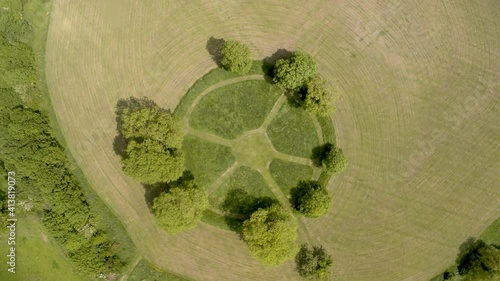 Aerial view of the ancient Irish Navan Fort in Armagh, Northern Ireland. photo