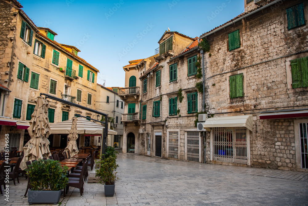 empty town square in Split empty town square in Split