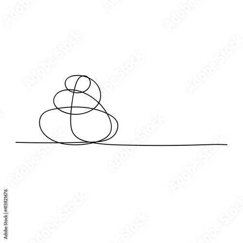 Stack of stones drawn in continuous line