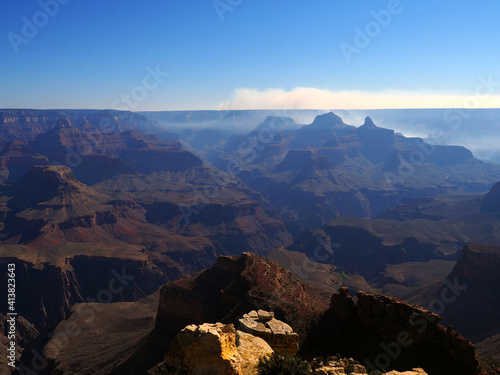 Sun shining on a rock in Grand Canyon  Arizona  USA