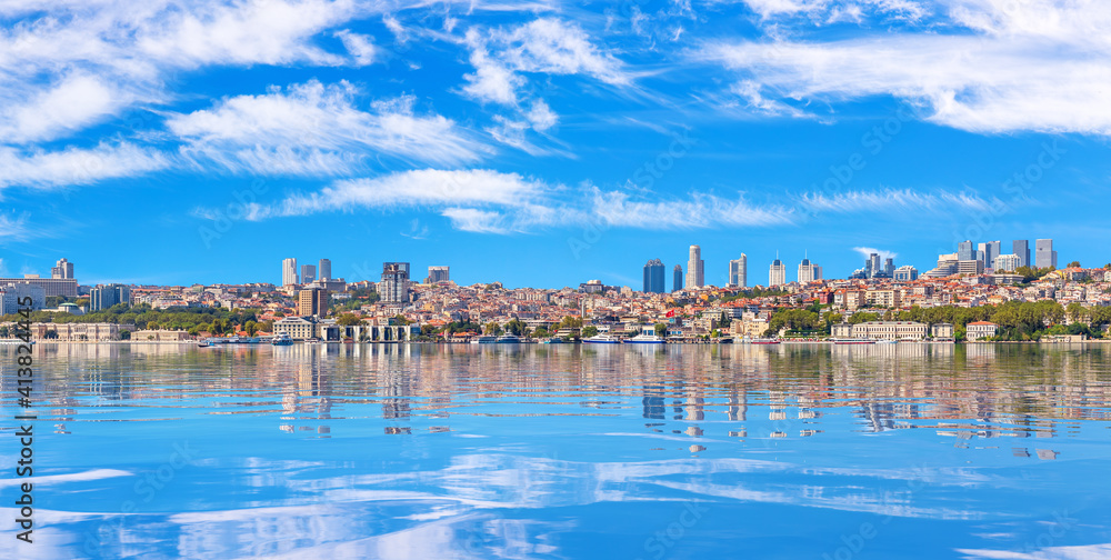 Istanbul sea panorama on the bank of the Bosphorus Straight, Turkey