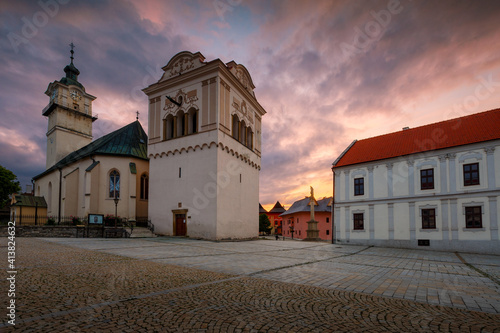 Town hall, Gothic church and Renaissance bell tower in Spisska Sobota. photo