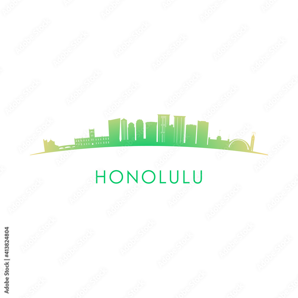 Honolulu skyline silhouette. Vector design colorful illustration.