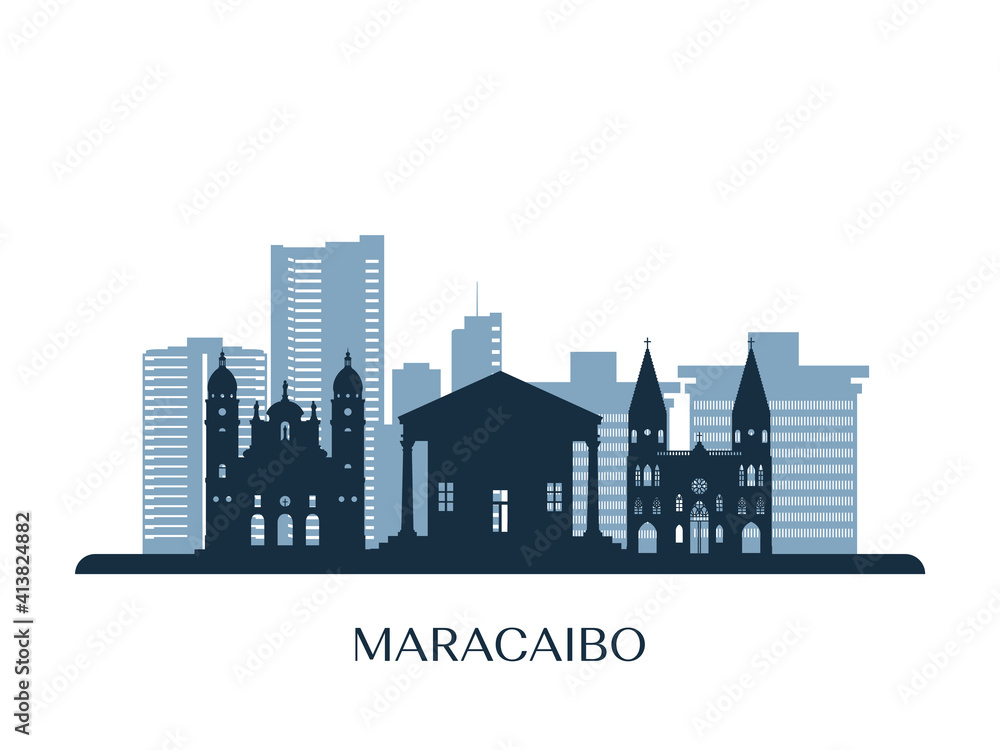 Maracaibo skyline, monochrome silhouette. Vector illustration. Stock Vector  | Adobe Stock