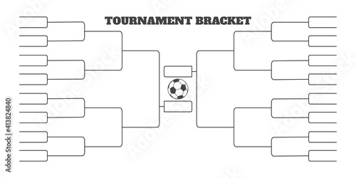 32 soccer team tournament bracket championship template flat style design vector illustration isolated on white background. Championship bracket schedule for soccer, football game spreadsheet.