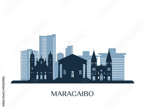 Maracaibo skyline, monochrome silhouette. Vector illustration. photo