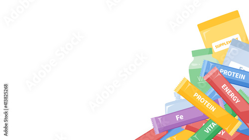 栄養補助食品のフレームイラスト_サプリメント_16:9