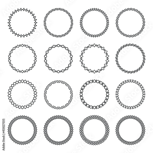 Set of arabic round frames vector elements