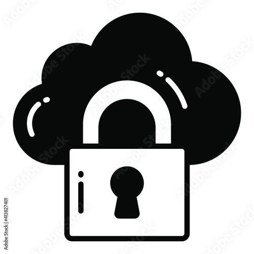 Cloud, Protection and security vector icons set cyber computer network business data technology