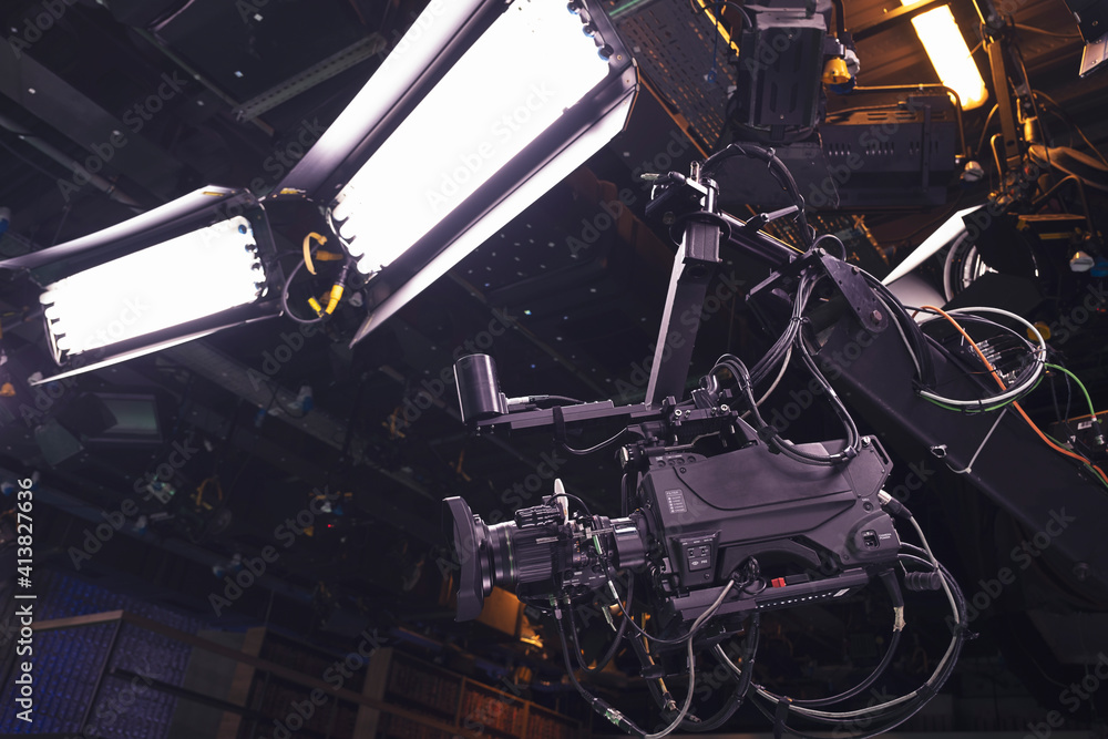 custom made wallpaper toronto digitalCamera jib and lighting equipment in broadcasting studio