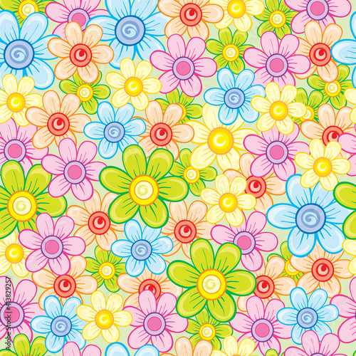 floral pattern with tightly planted flowers, emotions, vector illustration,