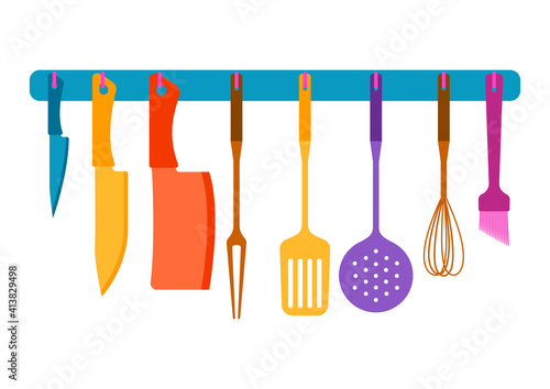 Illustration with kitchen utensils.