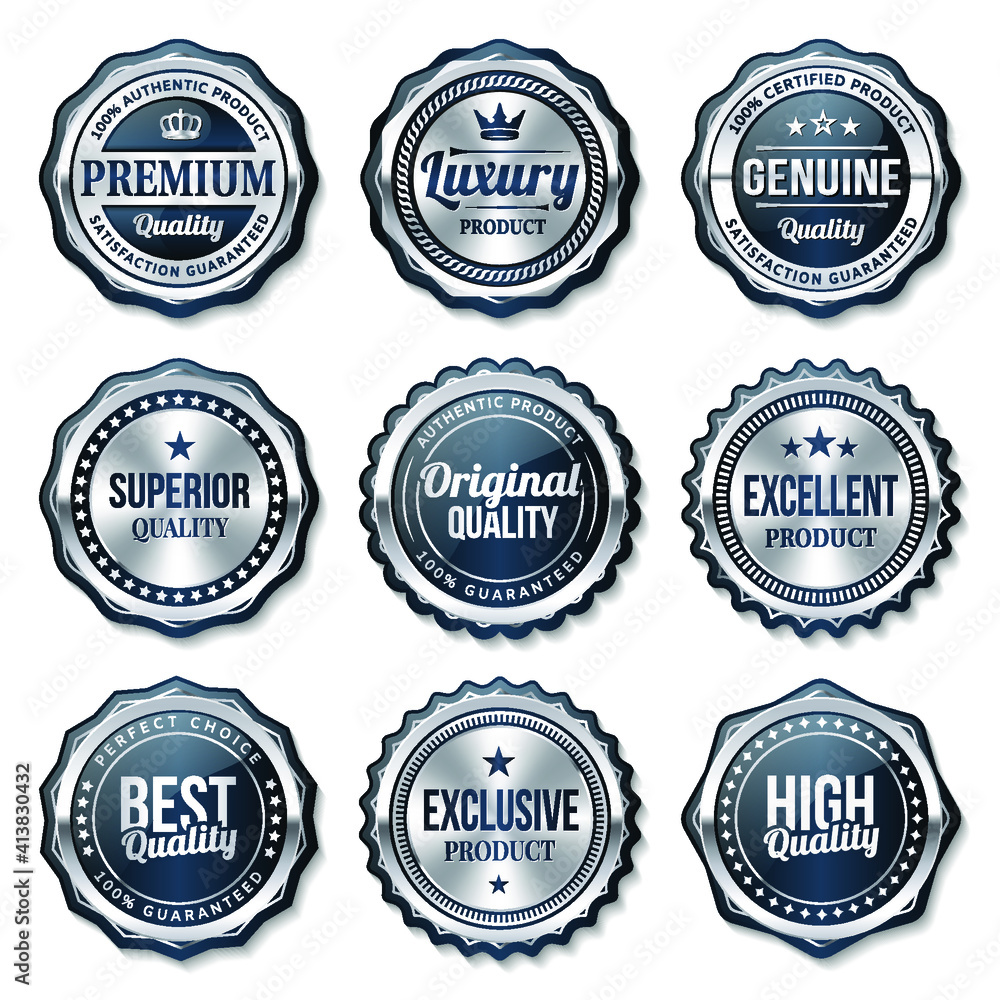 Seal quality product metals badges set