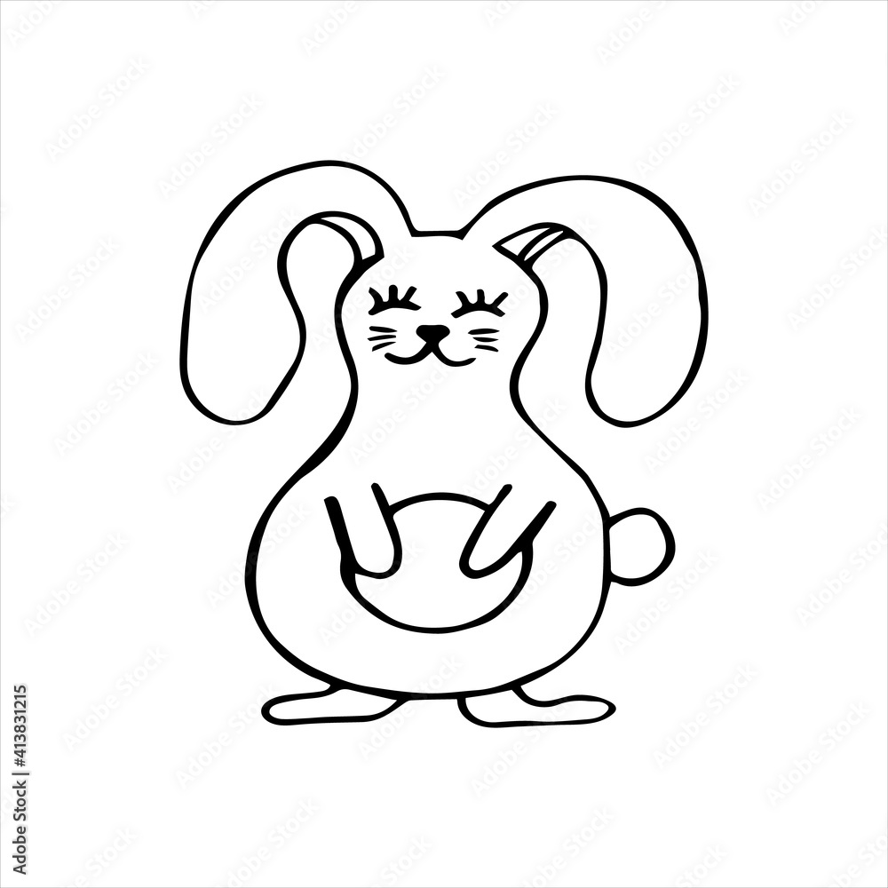 Cute bunny for easter design. Hand drawn vector illustration. hand drawn illustration in doodle style for poster, banner, print, decoration kids playroom or greeting card. Rabbit icon. Cute bunny for easter design. Hand drawn vector illustration. hand drawn illustration in doodle style for poster, banner, print, decoration kids playroom or greeting card. Rabbit icon.