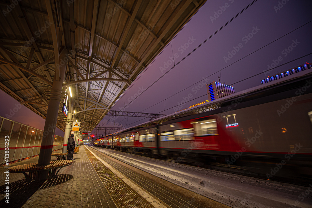 train station in the night train station in the night