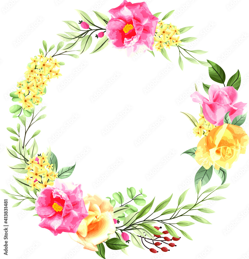 beautiful rose flower wreath bouquet set
