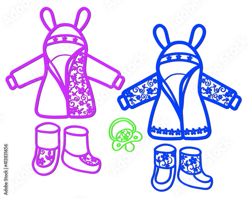 Stencil of children's clothing with an openwork pattern for cutting