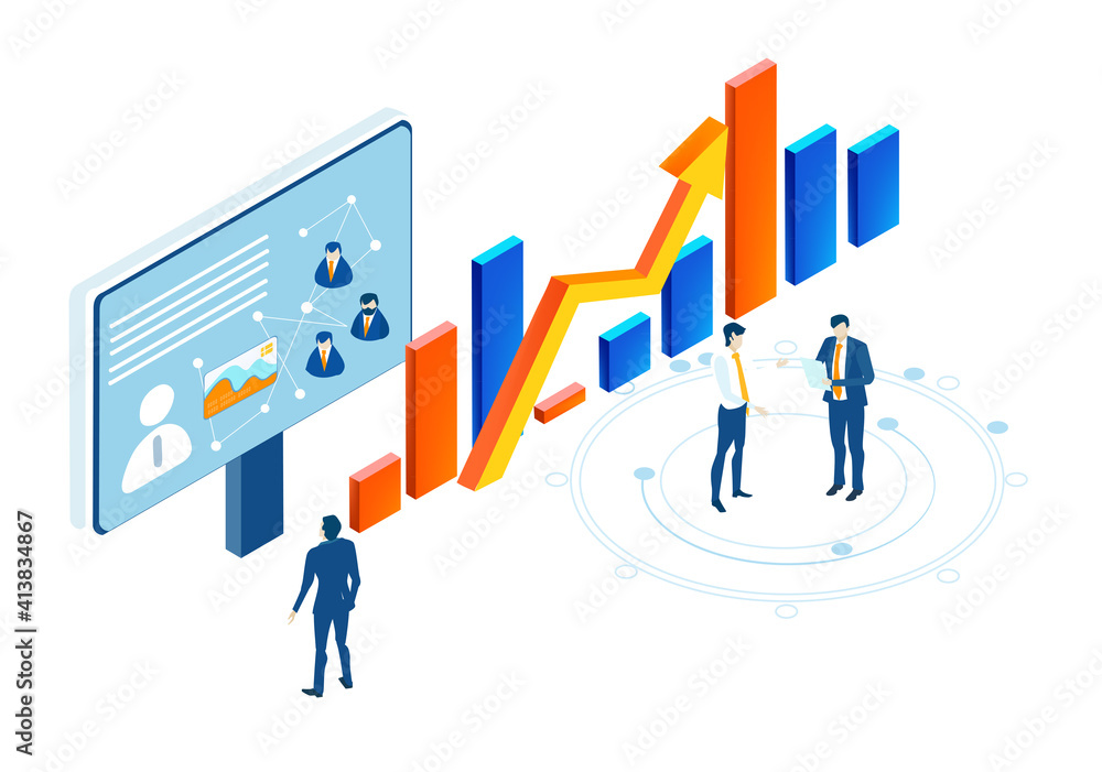 Isometric 3D business environment. Business people are working together, having a meeting, discussing progress, making agreements. Business management, advisory, communications and finance idea Isometric 3D business environment. Business people are working together, having a meeting, discussing progress, making agreements. Business management, advisory, communications and finance idea