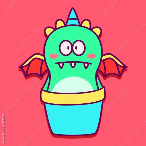 cute monster cartoon doodle design for coloring, backgrounds, stickers, logos, symbol, icons and more