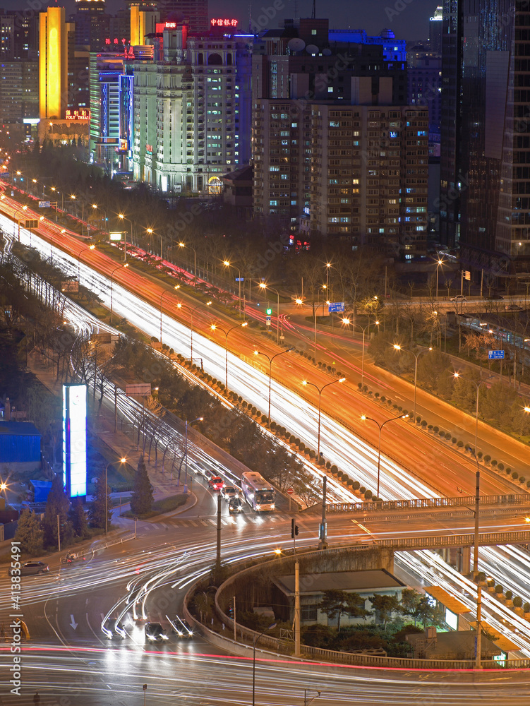 elevated view of the second ring road in Beijing elevated view of the second ring road in Beijing