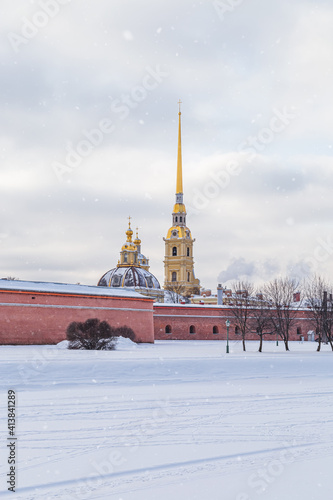 Saint Petersburg. Russia. View of the Peter and Paul Fortress in winter