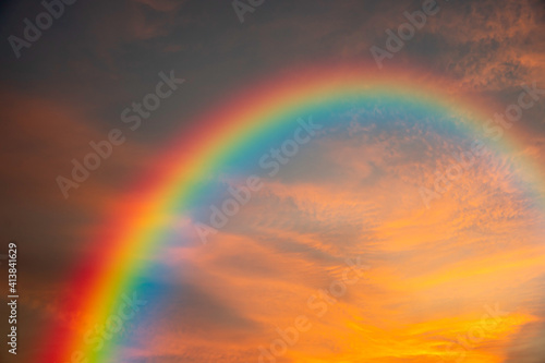 fantastic sunset sky with rainbow © pushish images