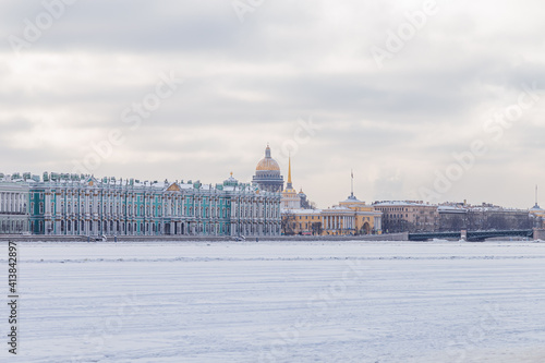 Panorama of St. Isaac's Cathedral from the Neva River