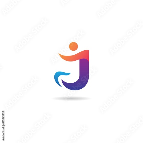 human with initial j logo design icon element template