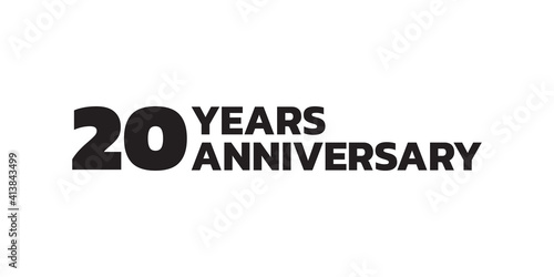 20 years anniversary logo design. 20th birthday celebration icon or badge. Vector illustration.