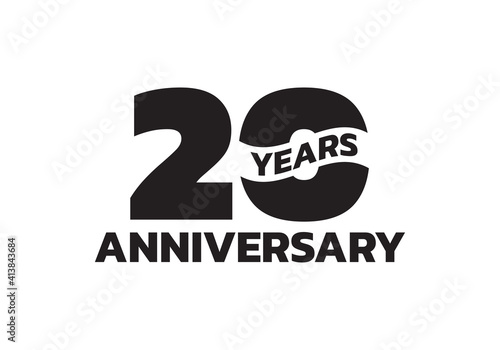 20 years anniversary logo. 20th birthday icon or badge design. Vector illustration.