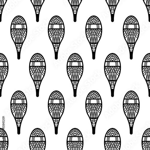 Traditional Snowshoes Icon Seamless Pattern, Winter Snow Equipment