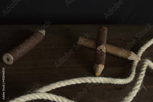 ropes on a wooden chest
