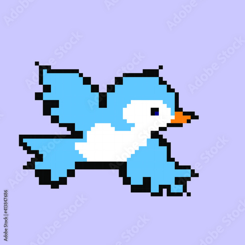 8 bit pixel swallow bird. vector illustration. Swallow