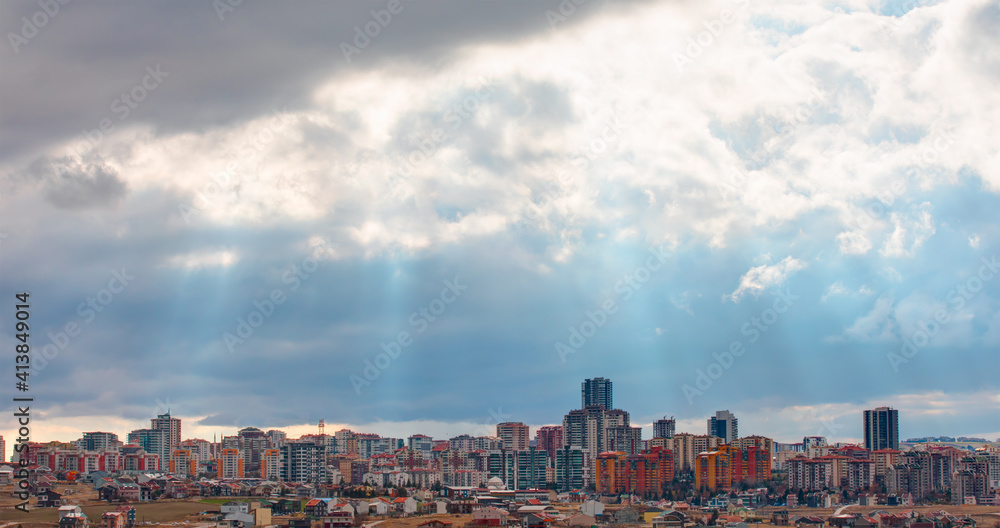 Fototapeta premium Panoramic view of Yasamkent district - Ankara, Turkey