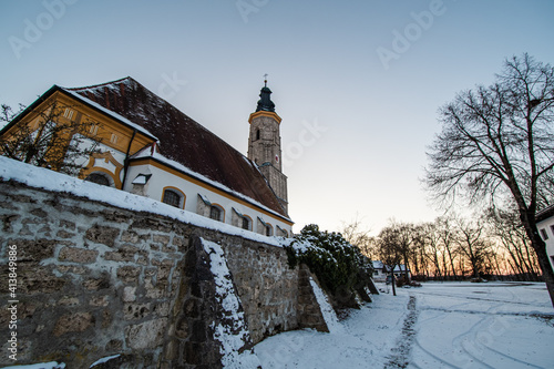 Kirche, Hirten, Kirche, Magarethenberg, , Abends bei Sonneuntergang photo