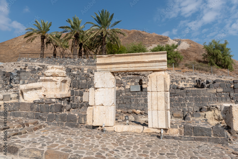 Overview of fallen columns and ruins at Beit She`an in Israel