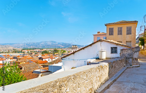 Panorama of old town from Zygomala street, Nafplio, Greece photo