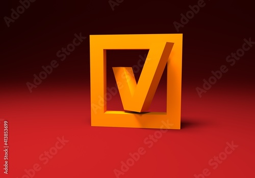 checkmark 3d illustration isolated on dark background. Isolated 3D image Minimalist style concept for business, finance, and corporate.