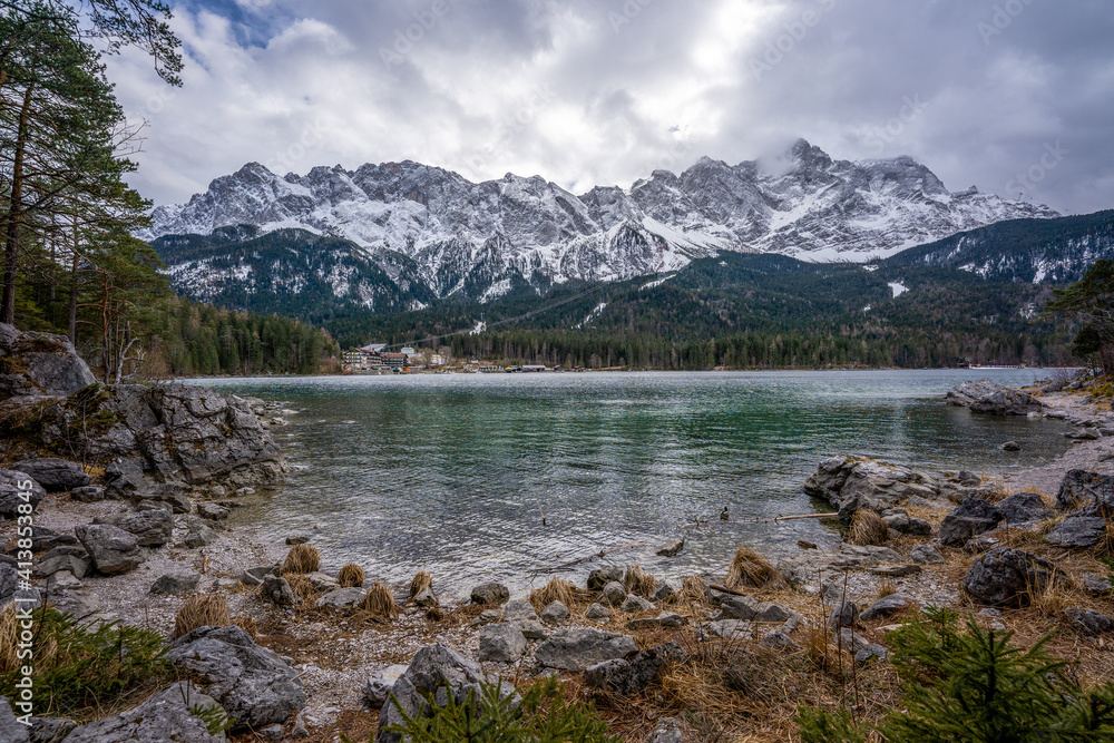 Wide Angle Shots of Lake Eibsee in Bad Weather Conditions Wide Angle Shots of Lake Eibsee in Bad Weather Conditions