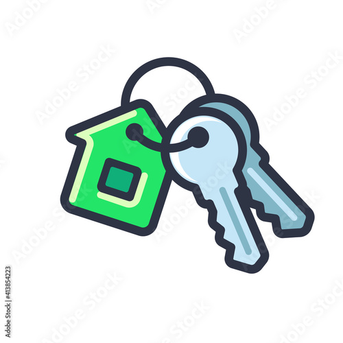 Cartoon house keys icon