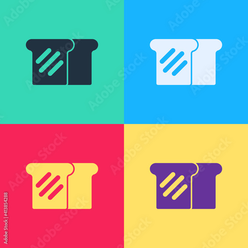 Pop art Bread toast for sandwich piece of roasted crouton icon isolated on color background. Lunch, dinner, breakfast snack. Vector.