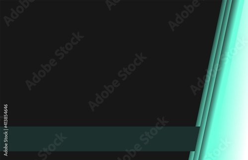 Abstract blue-green background. Diagonal stripes in the corner. Modern laconic design. Minimalistic style.