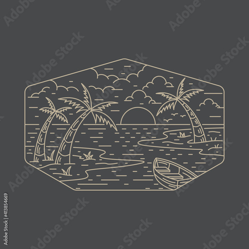 Summer beach line badge patch pin graphic illustration vector art t-shirt design