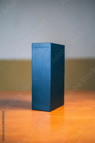 Arima, Trinidad and Tobago - June 6, 2019: A blank black box standing on top of a table.