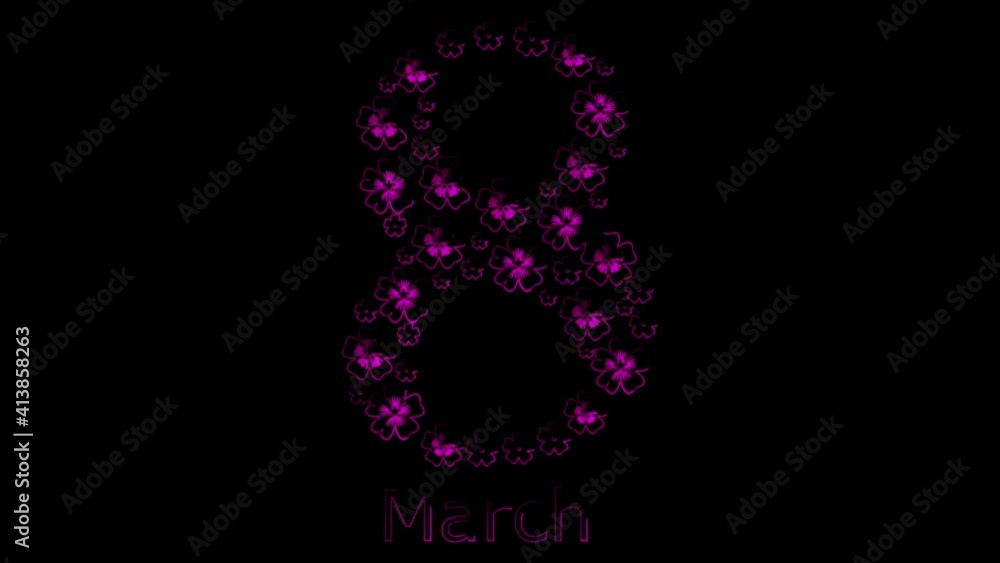 Calendar with 8 March icon isolated on black background. International Happy Women Day. 4K Video motion graphic animation.
Calendar with 8 March icon isolated on black background. International Happy Women Day. 4K Video motion graphic animation.
